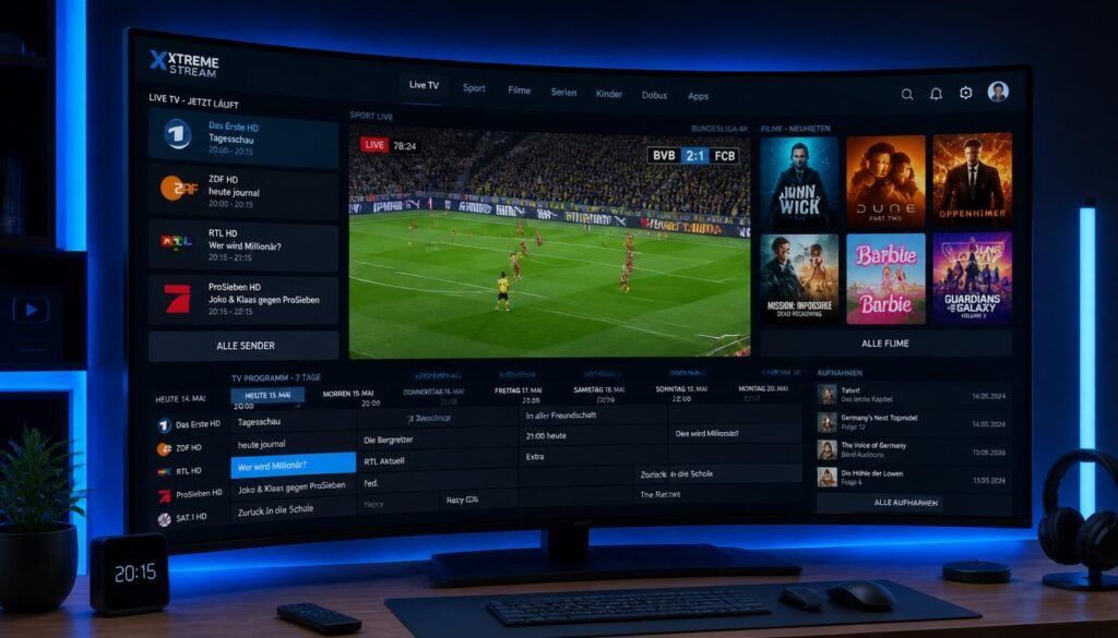 Funktionen von IPTV Extreme für Live TV und VOD