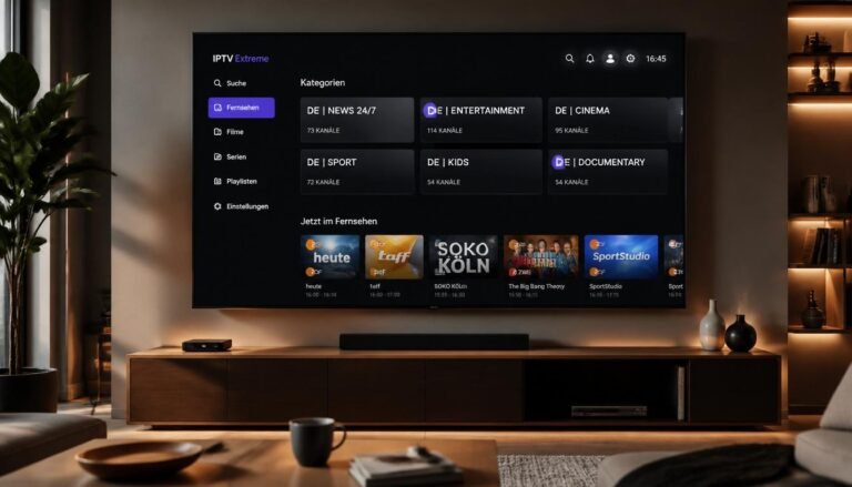 IPTV Extreme App Benutzeroberfläche auf Android TV